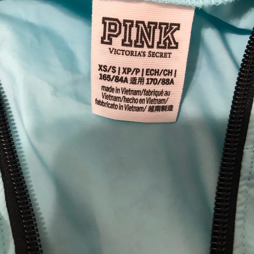 PINK Victoria's Secret Light Blue & Mint green Colorblock 1/4 zip Jacket size XS